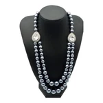 Amrita Singh Grey Glass Pearl & Crystal Necklace Double Strand Nwt. Fixed Price $45.00.