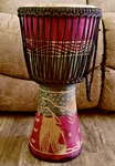 Djembe Drum Full Size African Handmade Carved 21" Tall 11" Surface - Excellent. Fixed Price $230.00.