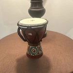 Hand-painted Wooden Djembe Drum, Rope Tuned, 8" Height, 5" Diameter. Fixed Price $16.35.