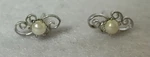Vintage, Silver Tone, Faux Seed Pearl, Filigree Post Earrings, JWL-1310. Fixed Price $19.95.