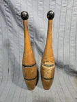 2 Antique Primitive Lb Wooden Circus/carnival Juggling Pins Indian Clubs. Fixed Price $85.00.