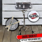 Griffin Wood Snare Drum - Zebra 14X5.5 Poplar Shell Percussion Head Key Kit Set. Fixed Price $64.00.