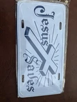 Jesus Saves Metal Novelty License Plate Tag LP-256. Fixed Price $9.00.