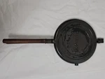 Simmons #9 Cast Iron Hinged Waffle Maker Paddles - Long Wood Handles Vtg. Fixed Price $102.00.