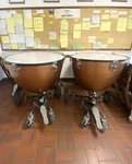 Very Clean Set Of Ludwig Universal Fiberglass TIMPANI,26" And 29"; With Wheels. Fixed Price $2525.00.