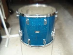 18" Pearl Japan. Wood-fiberglass Floor Tom. X 16" Blue Sparkle. '70S.. Fixed Price $375.00.