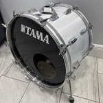 Early 80'S Tama Imperialstar 22 X 14 Bass Drum Metallic White. Fixed Price $180.00.