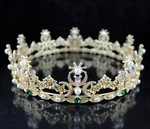Fairy Queen Gold Metal Round Crown Rhinestone Crystal Faux Pearl C701. Fixed Price $16.99.