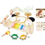 Perfect First Musical Instrument: All-in-one Wooden Drum Set For Kids 1-3. Fixed Price $58.64.