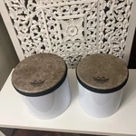 Remo Percussion Hand Drum Pair Tom Skins Mounted Steel Cylinders Euc. Fixed Price $150.00.